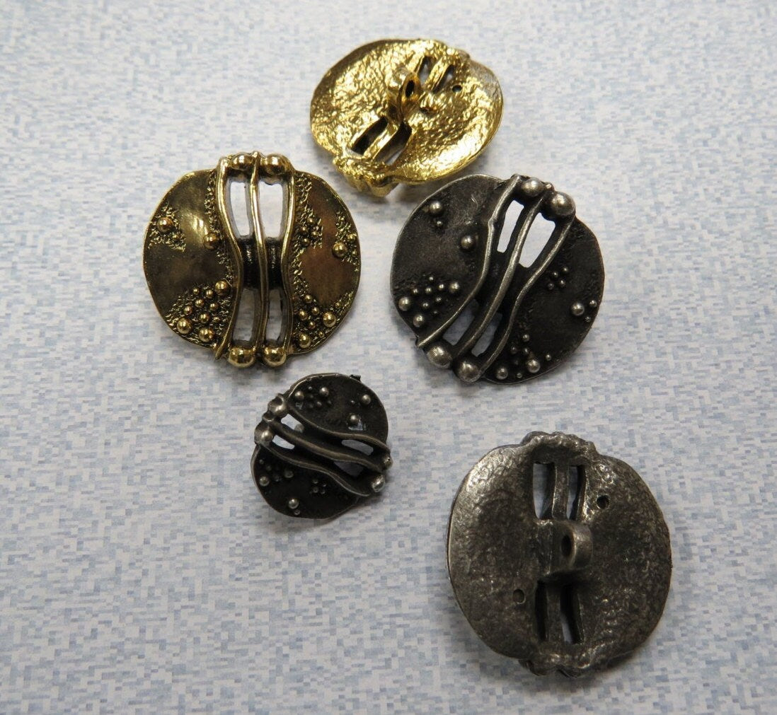 Vintage Art Deco Gold ABS Plated Buttons - 1 Dozen (12 Buttons) - K2384  available in various sizes